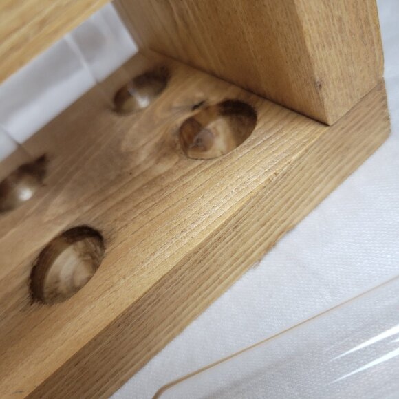 Plant Propagation Station Tabletop Pine Wood 12 glass tubes Handmade hydroponics - Picture 6 of 12